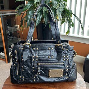 LOUIS VUITTON Lambskin Riveting Bag Black